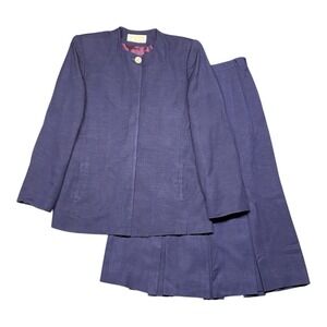 Vintage Christian Dior Jacket And Skirt Suit Navy Blue Sz 12 Professional Office